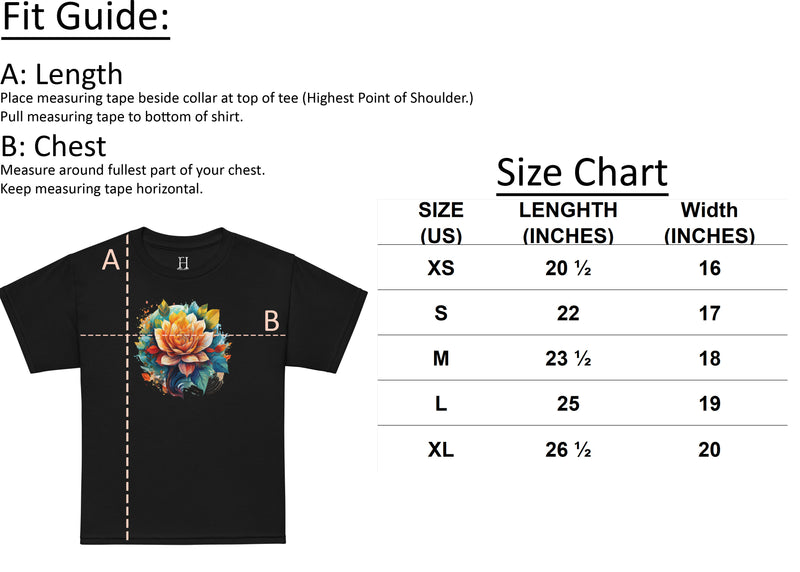 Size chart for Girls' Flora Vibes Tee