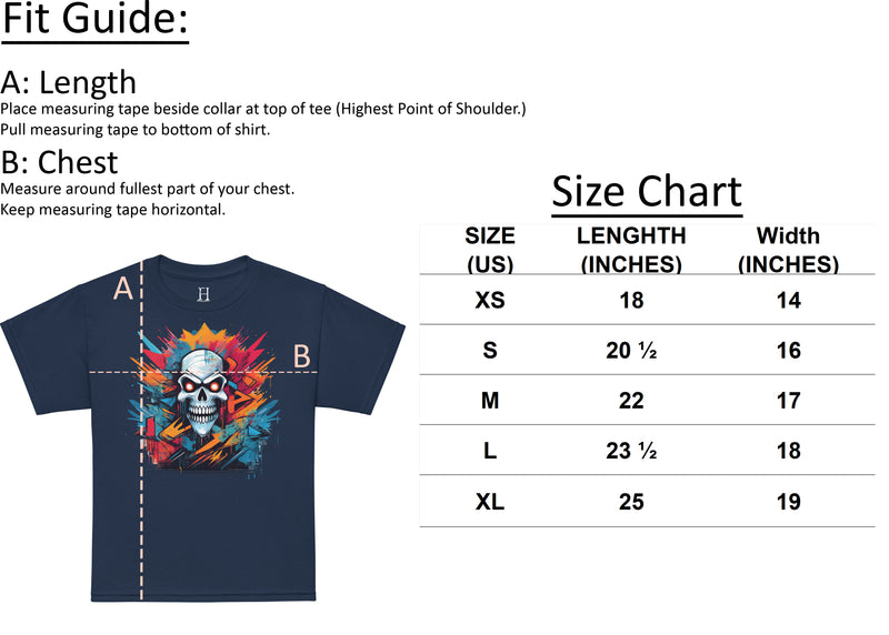 Size chart for Boys' Bigfoot Camo Challenge Tee