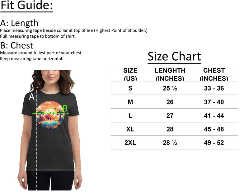 Size chart for Women's Fearless Growth Tee