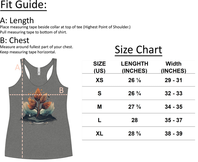 Size chart for Women's Harbor Roots Tank