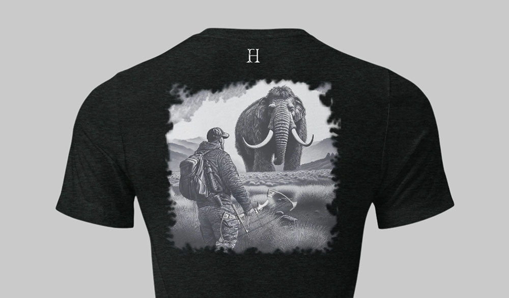 Back of Mammoth Bow Hunt T-shirt in Black.