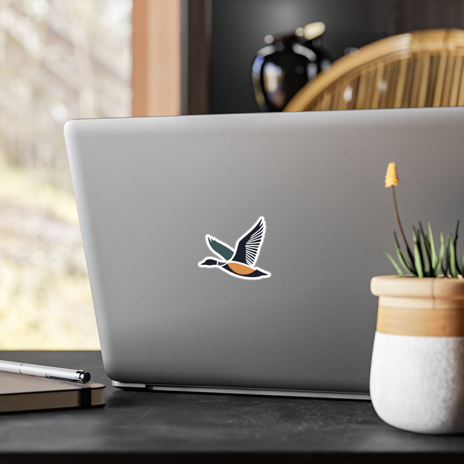 Drake Duck design vinyl sticker, featured on a laptop.