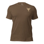 Mens brown heather primitive hunting shirt with Fearless Harbor chest logo