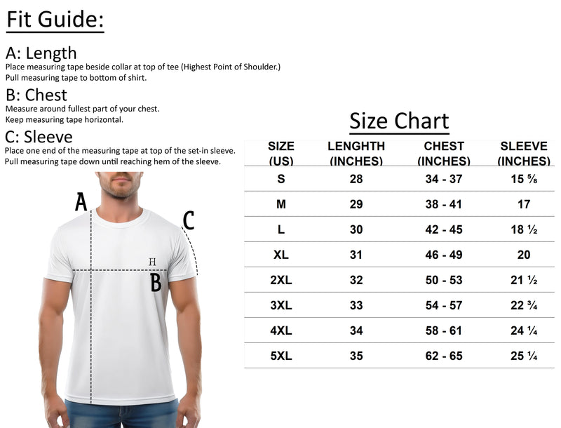 Size chart for Men's Shadowed Crest Duck Hunting Tee