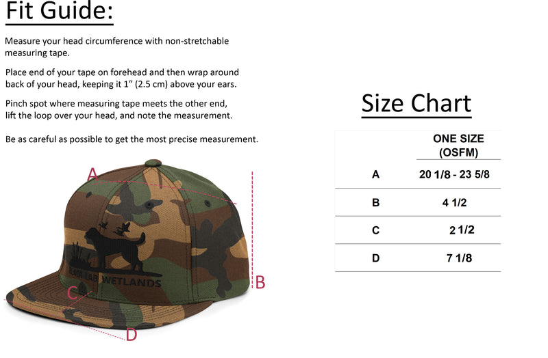 Size chart for Black Lab Wetlands Duck Hunter Snapback