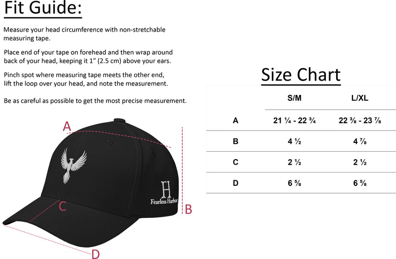 Size chart for Big Buck Flexfit Hat