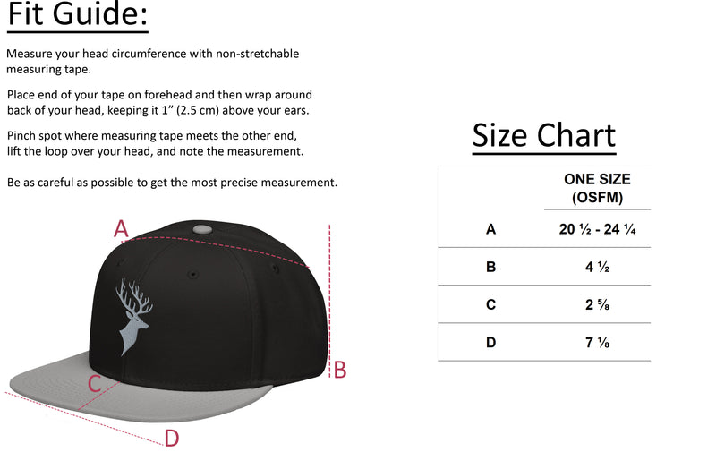 Size chart for Fearless Harbor Buck Snapback