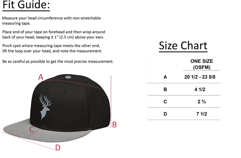Size chart for Black Lab Wetlands Snapback Hat