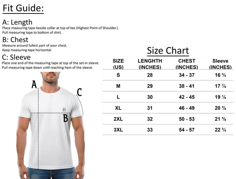 Size chart for Haunted Harbor Reaper Tee