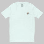 Front of Drake Edition T-Shirt in light blue with deer logo and the words Hunt Fearless.