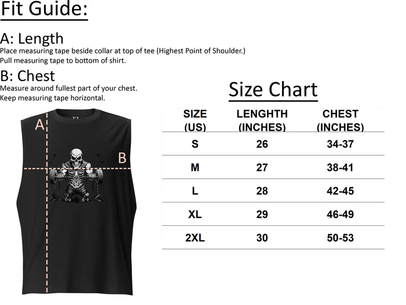 Size chart for Women's Undead Gym Tank