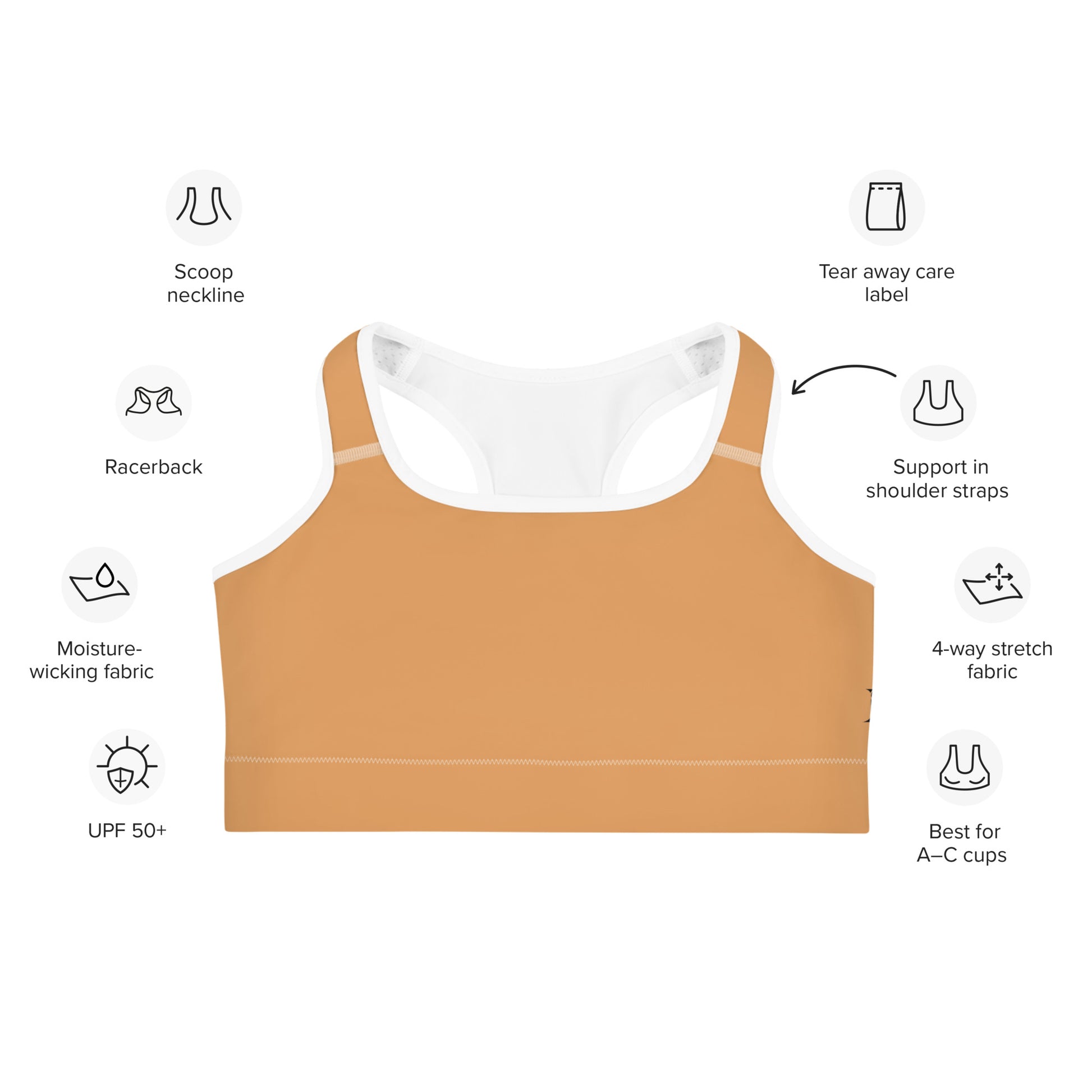 Front of Fearless Stride Sports Bra in Porsche with White Trim.