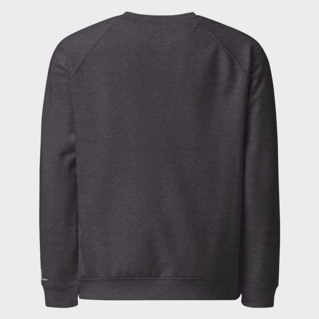 Back of Forest Buck Sweatshirt in Charcoal Melange, blank with no graphics or text.