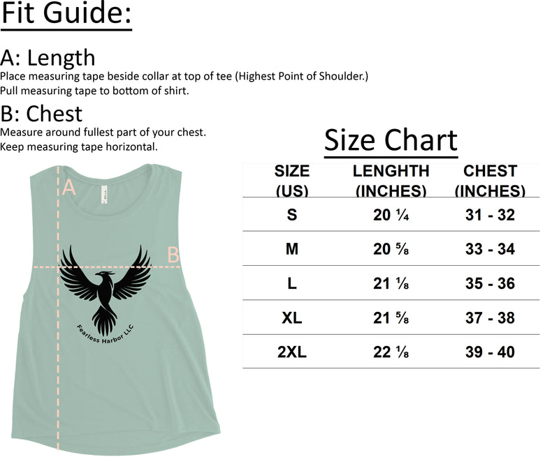 Size chart for Women's Bear Edition Tank