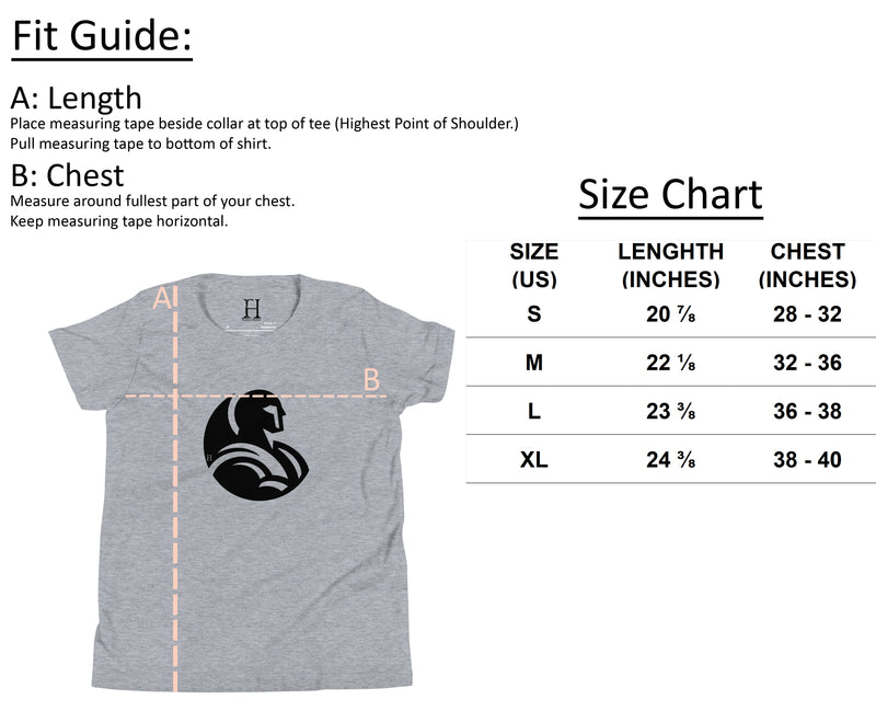 Size chart for Boys' Camper Bigfoot Tee