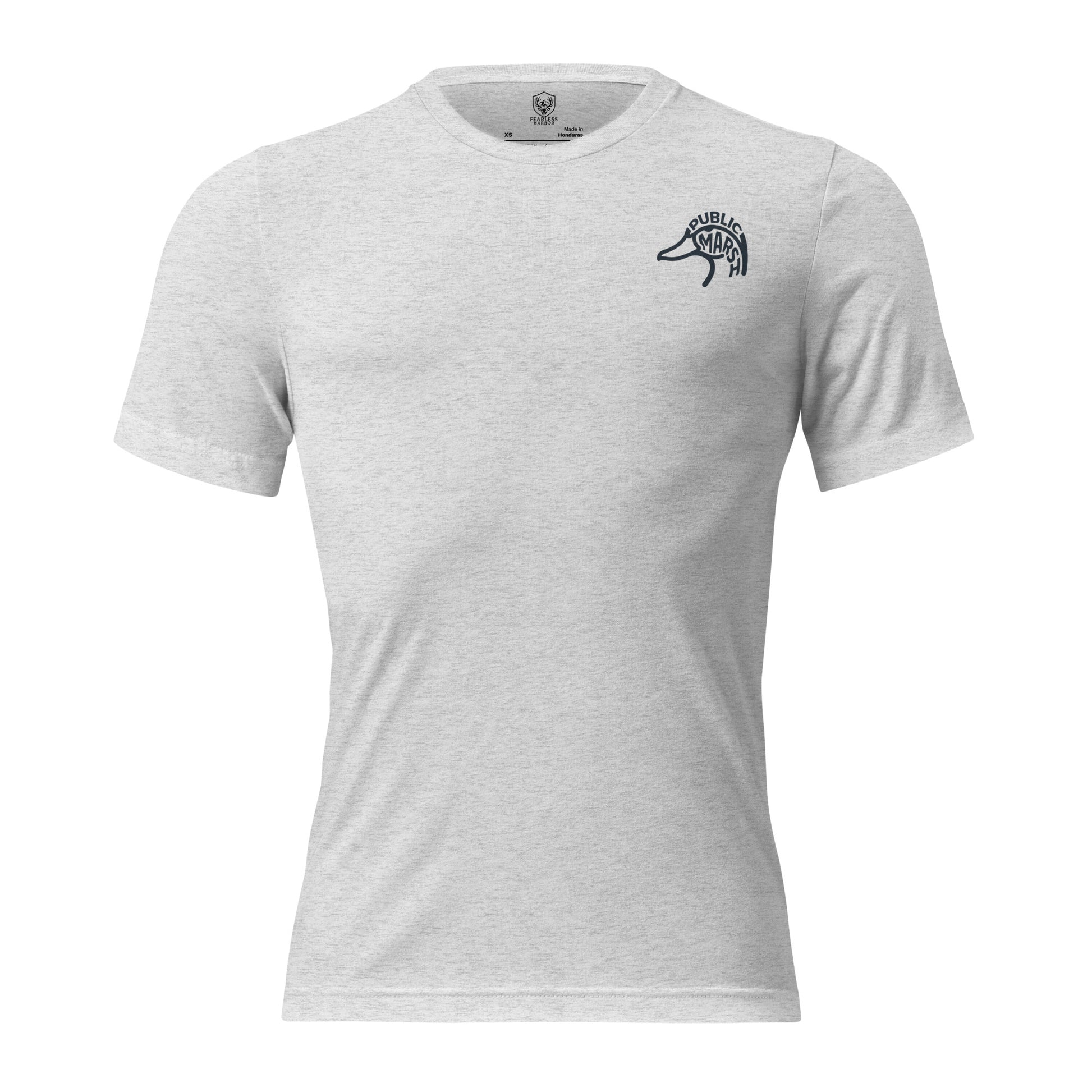 Men's Migration Lines Goose Tee in White Fleck Triblend with Public Marsh chest emblem