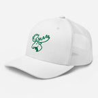 Mens white moose hunting snapback hat showing mesh side panel and adjustable snapback closure