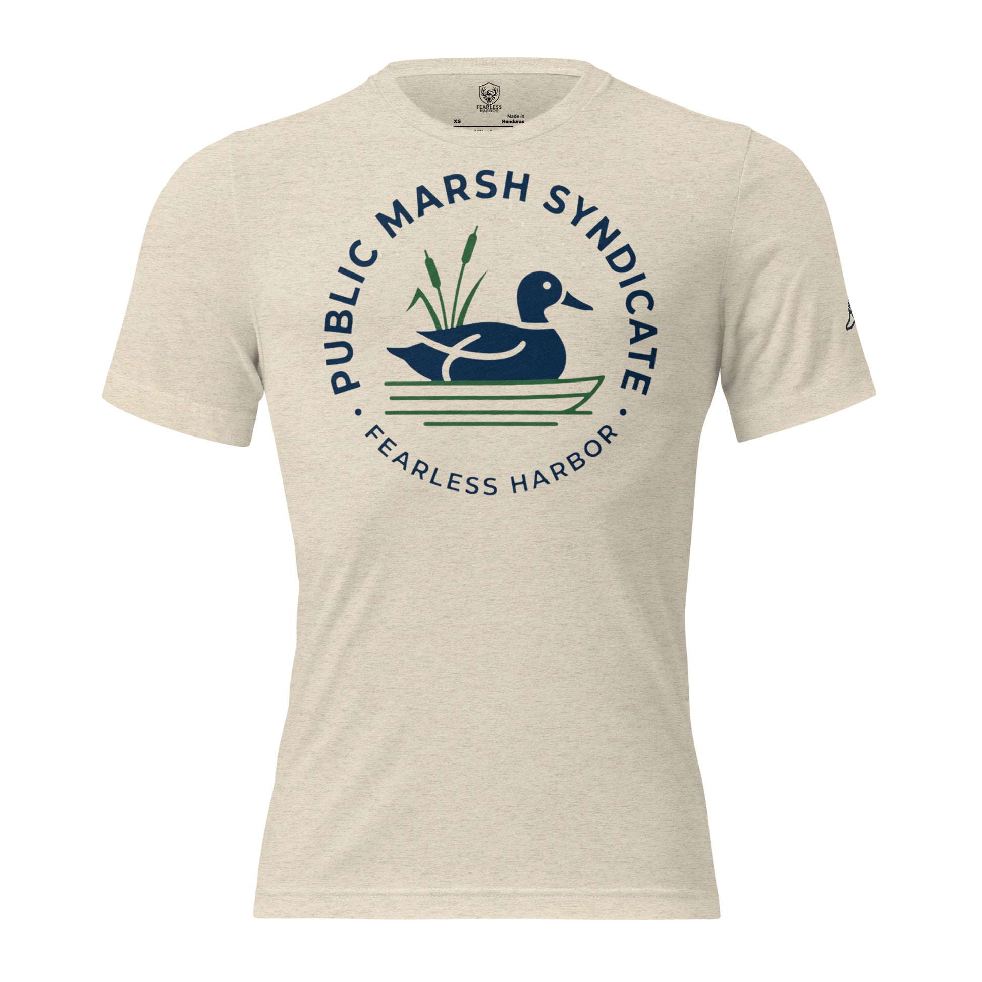 Men's Public Marsh Syndicate Tee in Oatmeal Triblend with Public Marsh chest emblem