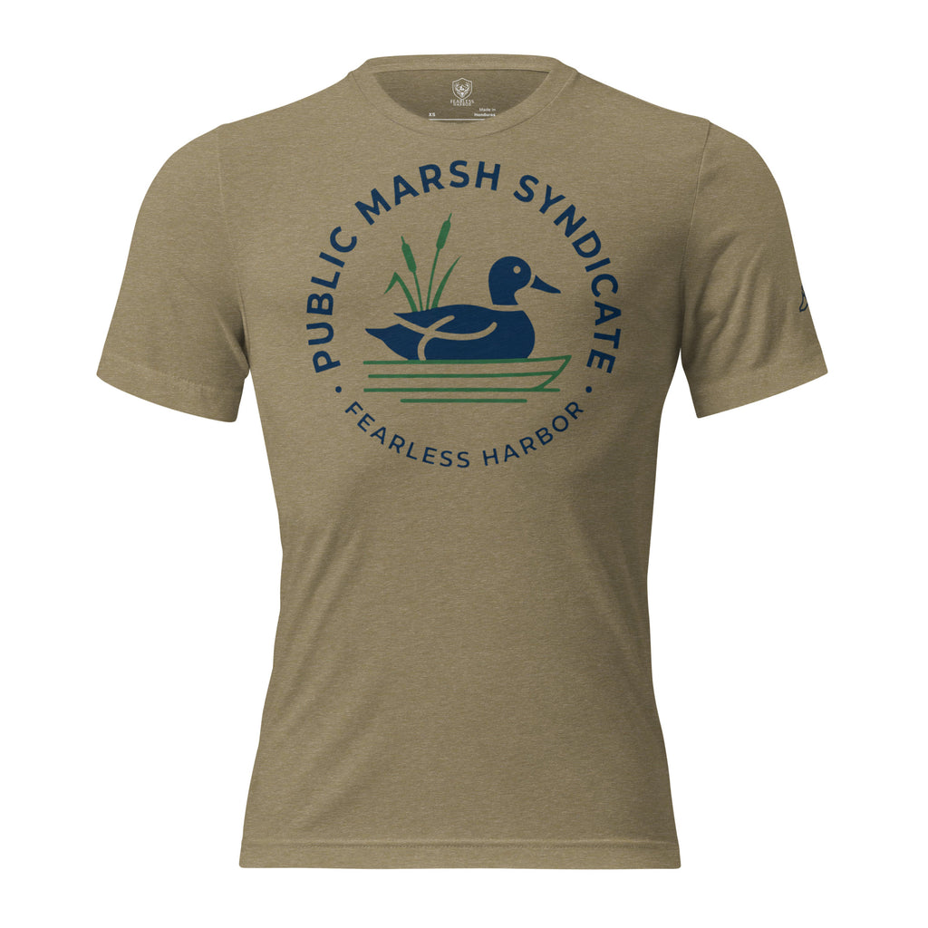 Men's Public Marsh Syndicate Tee in Olive Triblend with Public Marsh chest emblem